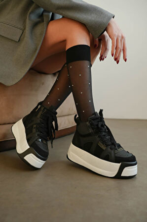 Kadın Doren Kalın Tabanlı Spor Bot - Siyah