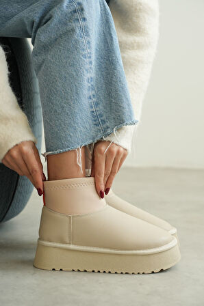 Kadın Royal Streç Kısa Bot - Ten Deri