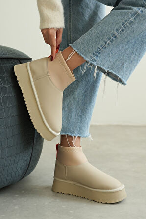 Kadın Royal Streç Kısa Bot - Ten Deri