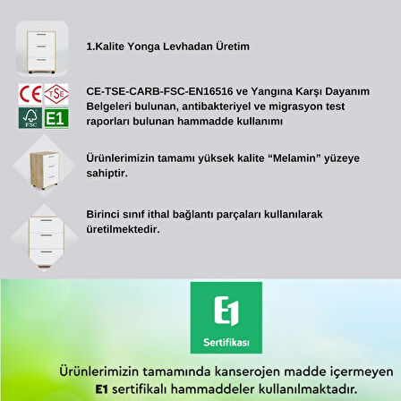 Moss Komodin Safir Meşe- Beyaz Çekmece