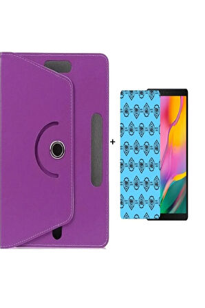 Lenovo A7-50 Uyumlu Mor  Universal Tablet Kılıfı Ve Nano Ekran Koruyucu