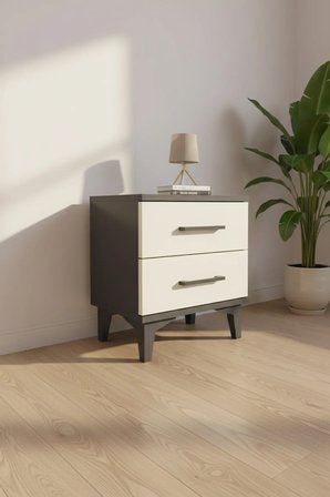 Silva Komodin 2 Çekmeceli 44x30x48 Antrasit-Aytaşı | Dekoratif ve Fonksiyonel - Yatak Odası - Sehpa - Mini Dolap - Salon - Antre