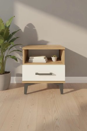 Silva Komodin: Çam-Aytaşı Tek Raflı, Çekmeceli (44x30x48) - Yatak Odası - Mini Dolap - Antre - Salon - Sehpa