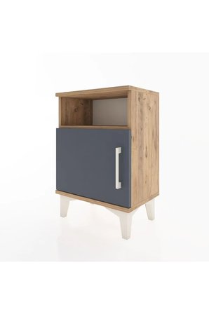 Silva Komodin 2 Raflı, Tek Kapaklı, 44x30x64 cm, Çam-Antrasit - Yatak Odası - Salon - Antre - Sehpa - Mini Dolap