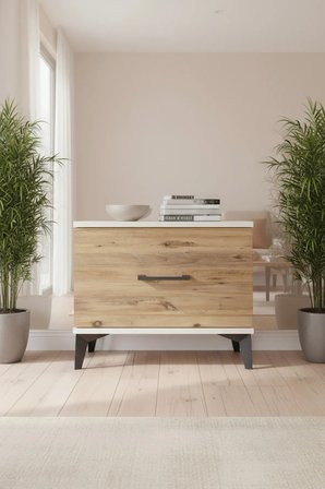 Silva Komodin 60x30x48 Aytaşı-Çam: Tek Çekmeceli Şıklık - Yatak Odası - Mini Dolap - Antre - Sehpa