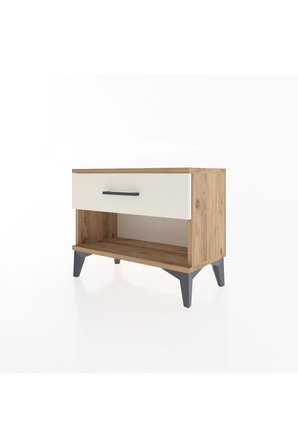 Silva Komodin 60x30x48 Tek Çekmeceli - Atlas Çam & Aytaşı Rengi - Mini Dolap - Sehpa - Salon - Antre