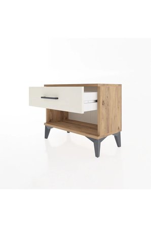Silva Komodin 60x30x48 Tek Çekmeceli - Atlas Çam & Aytaşı Rengi - Mini Dolap - Sehpa - Salon - Antre