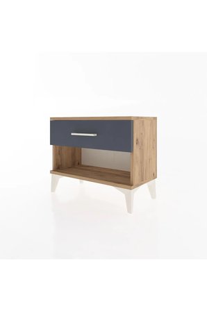 Silva Komodin Tek Çekmeceli 60x30x48 Çam-Antrasit - Modern ve Fonksiyonel - Yatak Odası - Balkon - Sehpa - Antre - Mini Dolap