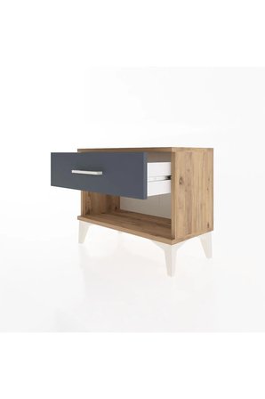 Silva Komodin Tek Çekmeceli 60x30x48 Çam-Antrasit - Modern ve Fonksiyonel - Yatak Odası - Balkon - Sehpa - Antre - Mini Dolap
