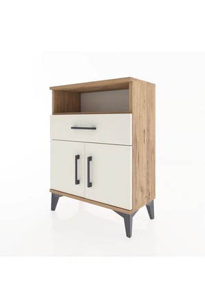 Silva Komodin 2 Raflı 1 Çekmeceli 2 Kapaklı Çam-Aytaşı 60x30x80cm - Mini Dolap - Sehpa - Salon - Yatak Odası - Antre - Büfe - Balkon