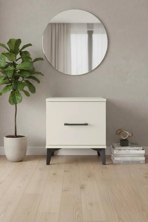 Luna Tek Çekmeceli Komodin 44x44x48 Aytaşı - Minimalist Şıklık - Mini Dolap - Yatak Odası - Antre - Salon - Sehpa