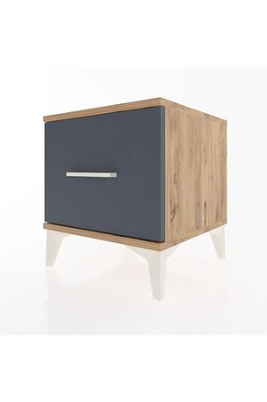 Luna Komodin: Tek Çekmeceli, Atlas Çam & Antrasit Detaylı 44x44x48 - Mini Dolap - Salon - Antre - Sehpa