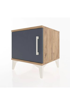 Luna Komodin 44x44x48 cm | Tek Kapaklı, Çam-Antrasit, Şık Tasarım - Mini Dolap