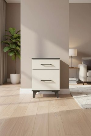 Luna Komodin 2 Çekmeceli 44x44x64 Antrasit-Aytaşı: Fonksiyonel Şıklık - Yatak Odası - Mini Dolap - Antre - Salon