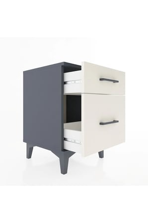 Luna Komodin 2 Çekmeceli 44x44x64 Antrasit-Aytaşı: Fonksiyonel Şıklık - Yatak Odası - Mini Dolap - Antre - Salon