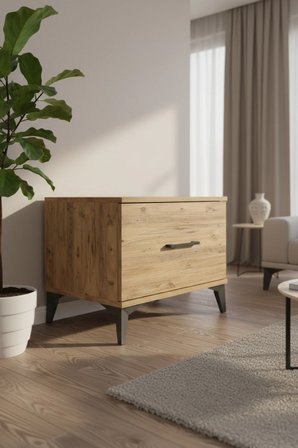 Luna Komodin 1 Çekmeceli 60x44x48 Çam, Yatak Odanıza Şıklık Katın - Mini Dolap - Sehpa - Salon - Yatak Odası - Antre