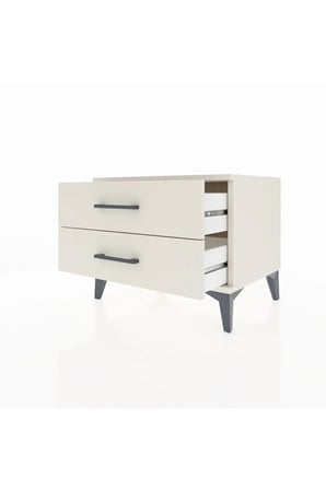 Luna Komodin 2 Çekmeceli Aytaşı - 60x44x48 cm | Modern Tasarım Yatak Odası - Mini Dolap