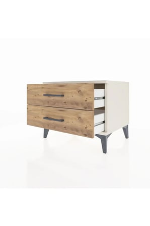 Luna Komodin 2 Çekmeceli 60x44x48 Aytaşı-Çam: Şıklık ve Fonksiyonellik - Mini Dolap - Sehpa - Salon - Yatak Odası - Antre
