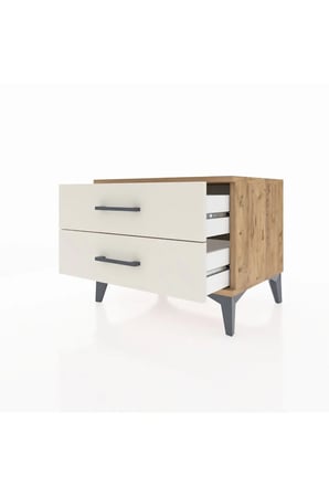 Luna Komodin 2 Çekmeceli 60x44x48: Atlas Çam & Aytaşı Modern Şıklık - Mini Dolap