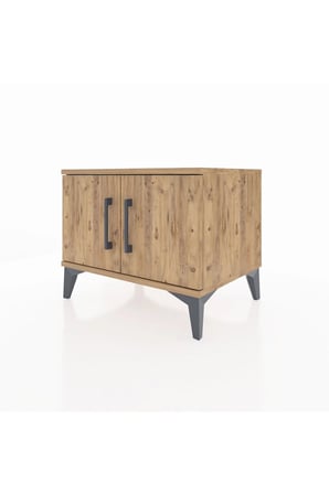 Luna Komodin 2 Kapaklı 1 Raflı 60x44x48 Çam Ağacı Modern Yatak Odası - Mini Dolap