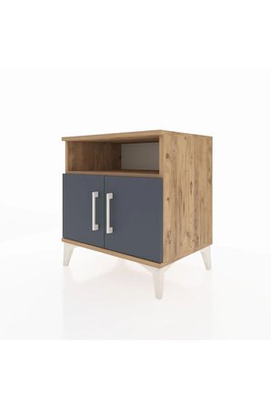 Luna Komodin 2 Raflı 2 Kapaklı 60x44x64 Çam-Antrasit: Şık ve Fonksiyonel - Mini Dolap - Sehpa - Salon - Yatak Odası - Antre - Kitaplık - Büfe