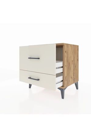 Luna Komodin 2 Çekmeceli 60x44x64 Çam-Aytaşı: Şık ve Fonksiyonel Yatak Odası Mobilyası - Mini Dolap - Sehpa - Salon - Yatak Odası - Antre