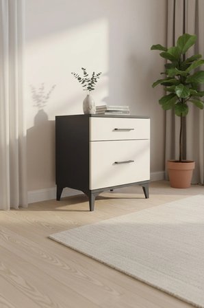Luna Komodin 2 Çekmeceli 60x44x64 Antrasit-Aytaşı | Modern Yatak Odası Çözümü - Mini Dolap