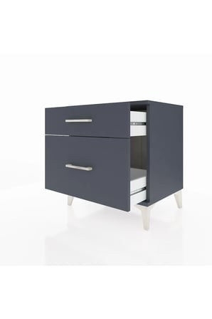 Luna Komodin 2 Çekmeceli Antrasit - 60x44x64 cm | Modern Yatak Odası - Salon - Mini Dolap - Büfe - Balkon - Sehpa - Antre