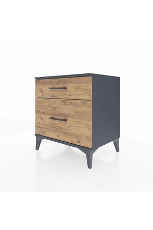 Luna Komodin 2 Çekmeceli 60x44x64 Antrasit-Çam | Modern Yatak Odası - Büfe - Konsol - Gümüşlük - Mini Dolap - Balkon - Salon - Ofis - Banyo Mobilyası