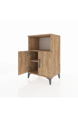 Luna Komodin 2 Raflı 2 Kapaklı 60x44x96 Atlas Çam | Kaliteli Yatak Odası Mobilyası - Mini Dolap - Büfe - Sehpa - Salon - Antre