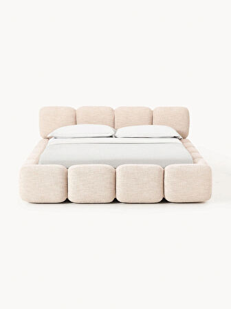 Most Oktagon Bazalı Karyola Bej Bukle Kumaş Işbir Kuştüyü Sünger 160x200 Yatak Için(KURULUM DAHİL)
