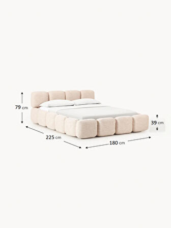 Most Oktagon Bazalı Karyola Bej Bukle Kumaş Işbir Kuştüyü Sünger 160x200 Yatak Için(KURULUM DAHİL)