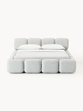 Most Oktagon Bazalı Karyola Gri Bukle Kumaş Işbir Kuştüyü Sünger 160x200 Yatak Için(KURULUM DAHİL)