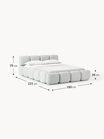 Most Oktagon Bazalı Karyola Gri Bukle Kumaş Işbir Kuştüyü Sünger 160x200 Yatak Için(KURULUM DAHİL)