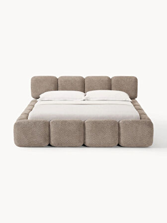Most Oktagon Bazalı Karyola Kahverengi Bukle Kumaş Işbir Kuştüyü Sünger 160x200 Yatak Için(KURULUM DAHİL)