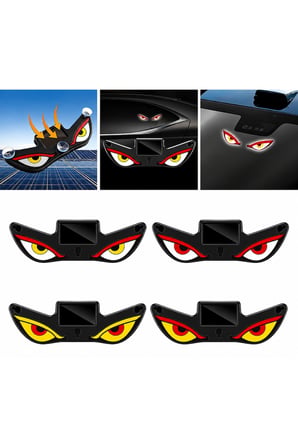 Solar Devil Eyes Araç Işıkları Ön/Arka Cam İçin Güneş Enerjili/USB Bağlantılı LED Işıkları Beyaz-Sarı