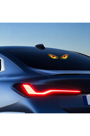 Solar Devil Eyes Araç Işıkları Ön/Arka Cam İçin Güneş Enerjili/USB Bağlantılı LED Işıkları Kırmızı-Sarı