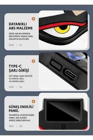 Mobilite Solar Devil Eyes Araç Işıkları Ön/Arka Cam İçin Güneş Enerjili/USB Bağlantılı LED Işıkları Sarı-Kırmızı