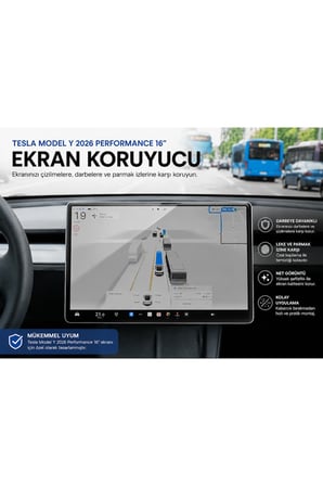 Tesla Model Y Perfrmance Paket Uyumlu 2026 Model 16 inç Multimedya Navigasyon 9H Nano Ekran Koruyucu