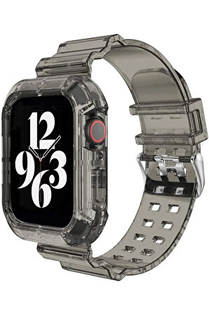 Apple Watch 9 8 7 6 5 4 3 Se Uyumlu 42mm 44mm 45mm Transparan Tank Kordon Kasa