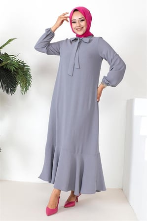 Tesettür Model Elbise GRİ