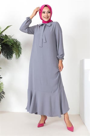 Tesettür Model Elbise GRİ