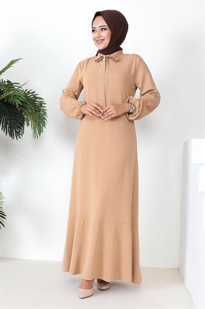 Tesettür Model Elbise VİZON