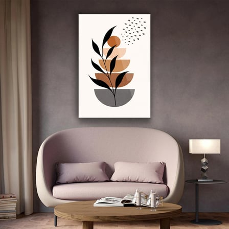 Minimal Yaprak Kompozisyon Cam Tablo - MOD149