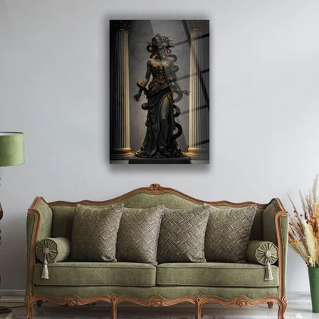 Medusa Heykel Cam Tablo - MOD161