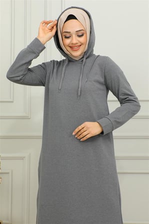 Yırtmaçlı Spor Elbise GRİ