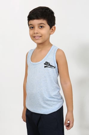 Moda Çizgi Erkek Çocuk Sıfır Kol Penye Pijama Takım Mavi 20439