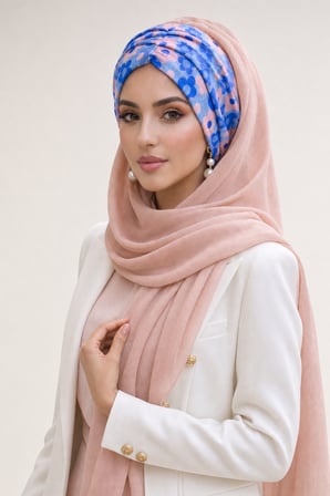 Pudra Çiçek Desen Hazır Şal