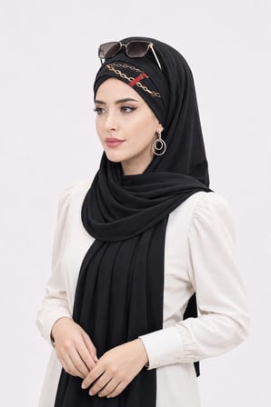 Siyah Drapeli Hazır Şal - 50501