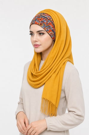 Hardal Etnik Desen Bandana Hazır Şal